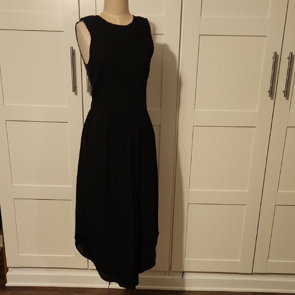 Ulla Johnson Dresses & Skirts - ULLA JOHNSON Smocked Black Sleeveless DRESS MIDI Sheer Back Raw Edge Women’s 8